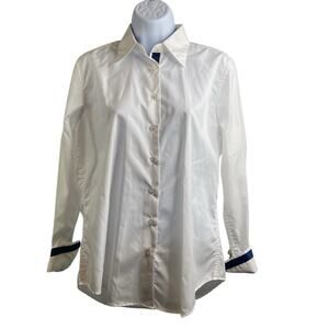 Cortland Park Women's White Classic Button Up‎ Shirt Size M Crisp Coastal Preppy